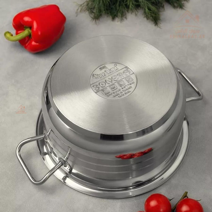 Bonera 30CM heavy - duty casserole. 18/10 stainless steel, perfect for meals, stews, and curries. Made in Turkey - Souk Al Ras
