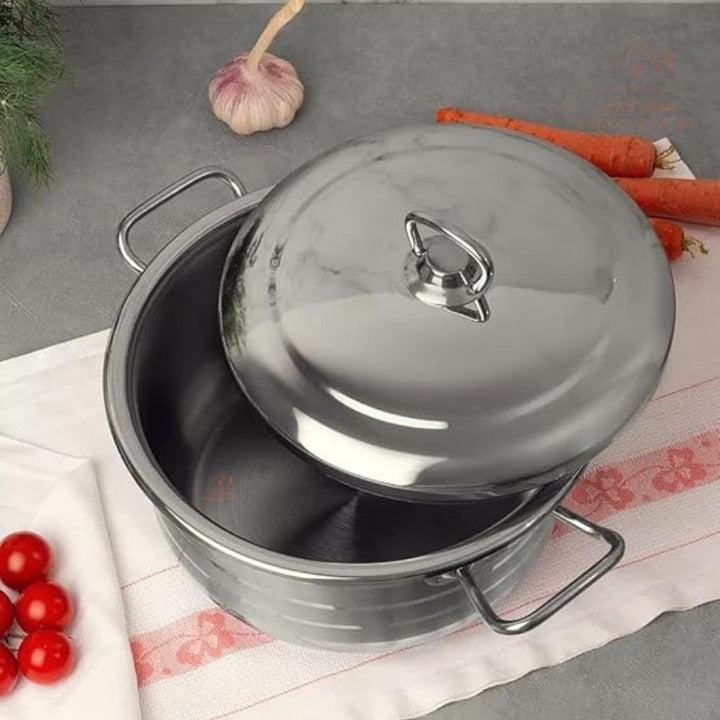 Bonera 32CM heavy - duty casserole. 18/10 stainless steel, perfect for meals, stews, and curries. Made in Turkey - Souk Al Ras