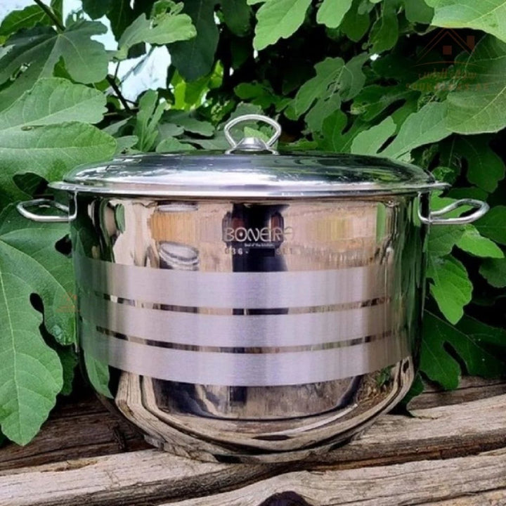 Bonera 32CM heavy - duty casserole. 18/10 stainless steel, perfect for meals, stews, and curries. Made in Turkey - Souk Al Ras