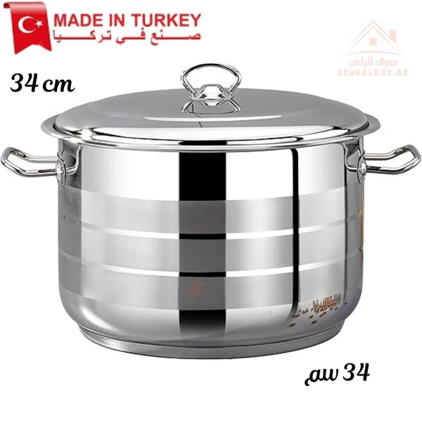 Bonera 34CM heavy - duty casserole. 18/10 stainless steel, perfect for meals, stews, and curries. Made in Turkey - Souk Al Ras