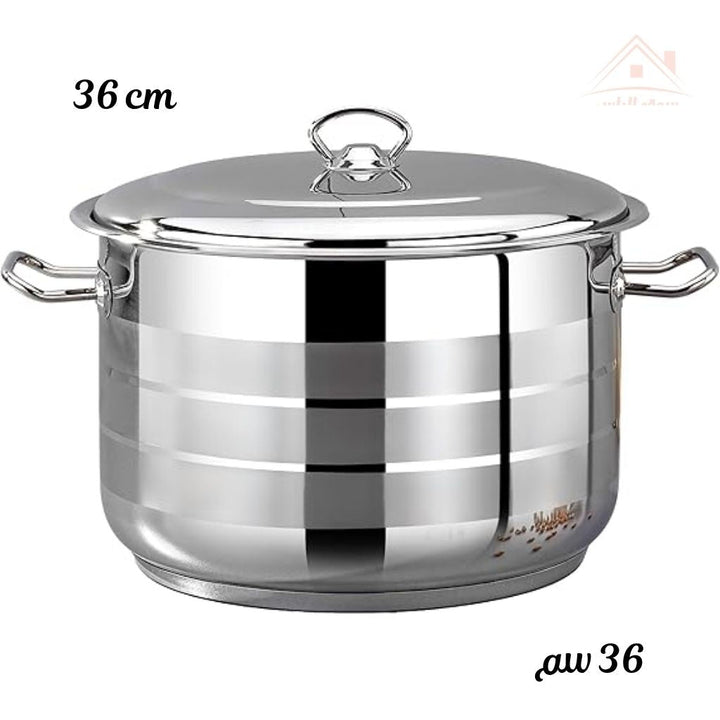 Bonera 36CM heavy - duty casserole. 18/10 stainless steel, perfect for large meals, stews, and curries. Made in Turkey - Souk Al Ras