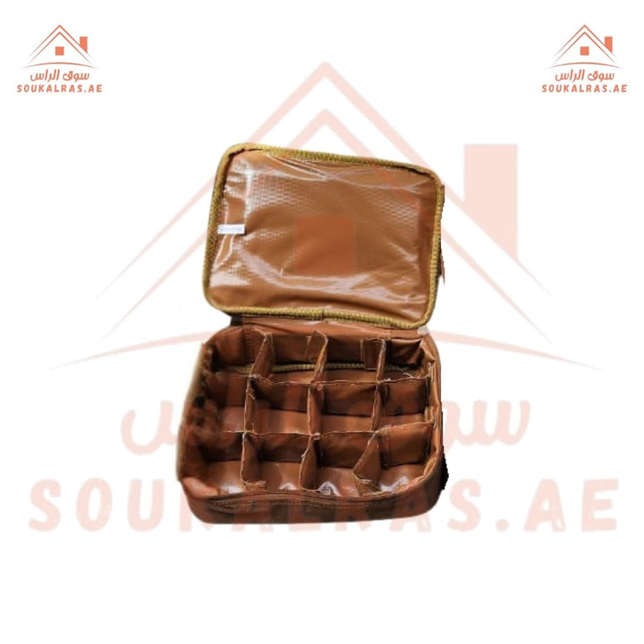 Brown Multi - Compartment Storage Organizer Bag – Adjustable Dividers with Zipper Closure - Souk Al RasCamping Tools