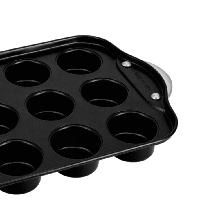 Carbon Steel Muffin Pan with Loose Base - Non - Stick Coating - 12 Cups Baking Pan - Souk Al RasBakeware