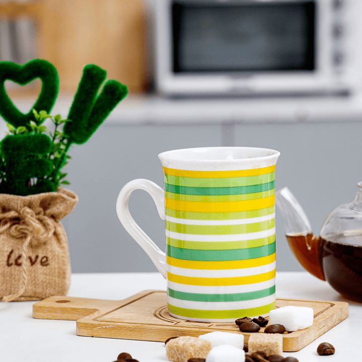 Ceramic Mug - Colorful Striped Design 10 Oz - Souk Al RasDrinkware