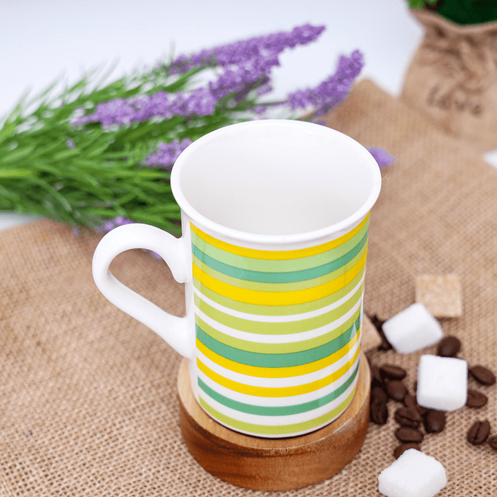 Ceramic Mug - Colorful Striped Design 10 Oz - Souk Al RasDrinkware