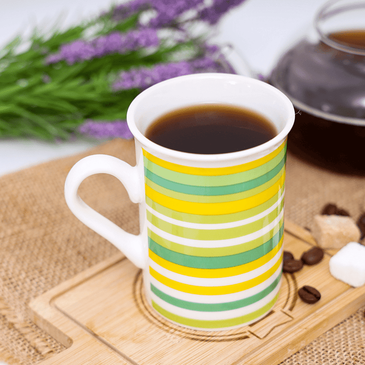 Ceramic Mug - Colorful Striped Design 10 Oz - Souk Al RasDrinkware