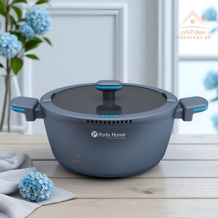 Challenger Series 9 - Piece Crystal Ceramic Cookware Set| 3 Casseroles, 1 Saucepan, 1 Frying Pan | Premium Scratch - Resistant & Induction Base - Souk Al Ras