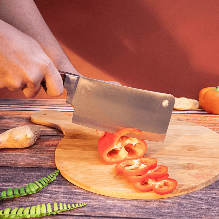 Cleaver Knife With Wooden Handle - Razor Sharp Meat Cleaver Stainless Steel Vegetable 15CM - Souk Al RasKitchen Knives