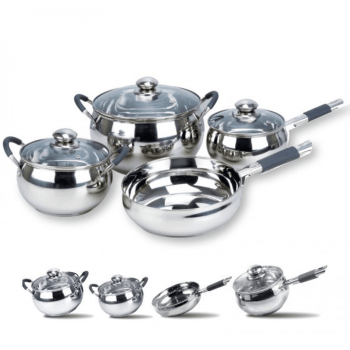 Cookware Set of 7 - Highly Durable Design - PFOA Free - Silver Stainless Steel - Souk Al RasCookware Sets