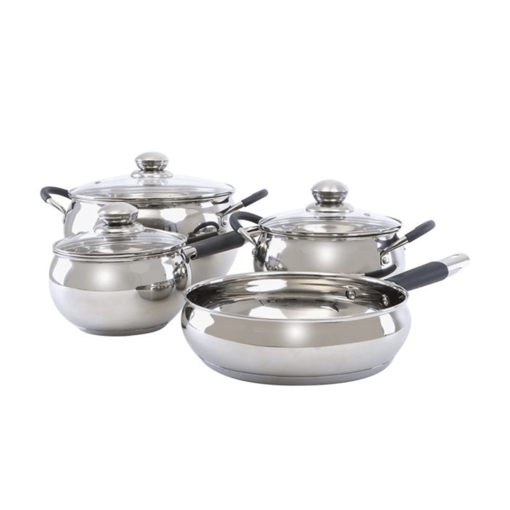 Cookware Set of 7 - Highly Durable Design - PFOA Free - Silver Stainless Steel - Souk Al RasCookware Sets