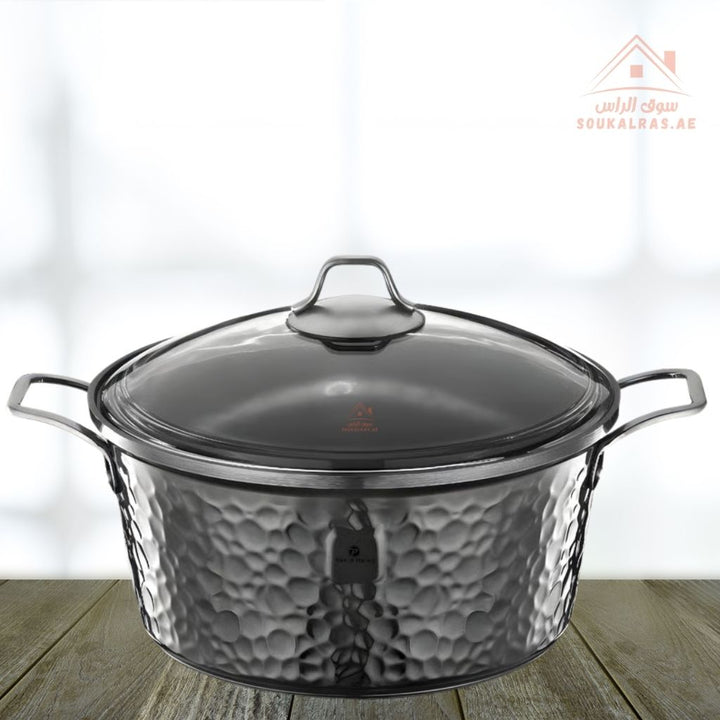 Copper Series Platinum 9 - Piece Cookware Set | Die - Cast Aluminium & German Granite | Made in Turkey| Perfect heat distribution & elegant hammered design. - Souk Al Ras