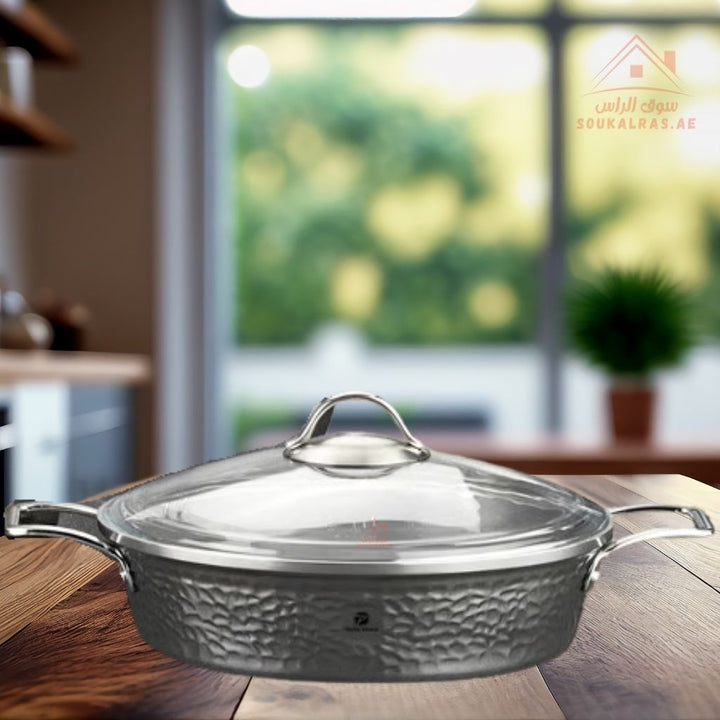 Copper Series Platinum 9 - Piece Cookware Set | Die - Cast Aluminium & German Granite | Made in Turkey| Perfect heat distribution & elegant hammered design. - Souk Al Ras