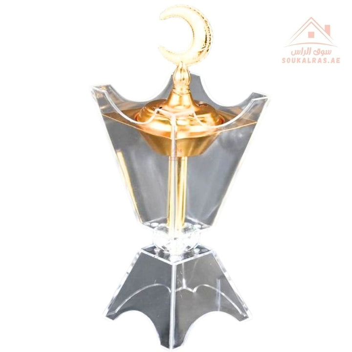 Crescent Moon Crystal Bakhoor Burner | Gold & Silver | Elegant Oud & Incense Holder | Luxury Arabic Home Décor - Souk Al Ras