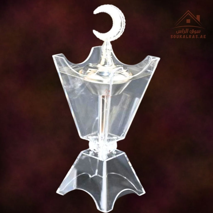 Crescent Moon Crystal Bakhoor Burner | Gold & Silver | Elegant Oud & Incense Holder | Luxury Arabic Home Décor - Souk Al Ras