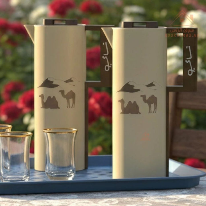 Crystal 2 - Piece Dallah Set | Arabic Heritage Design | 1 Year Warranty | 12 Hours Heat Retention | Elegant & Durable - Souk Al Ras