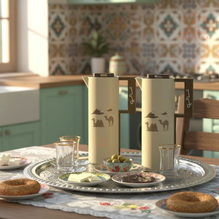 Crystal 2 - Piece Dallah Set | Arabic Heritage Design | 1 Year Warranty | 12 Hours Heat Retention | Elegant & Durable - Souk Al Ras