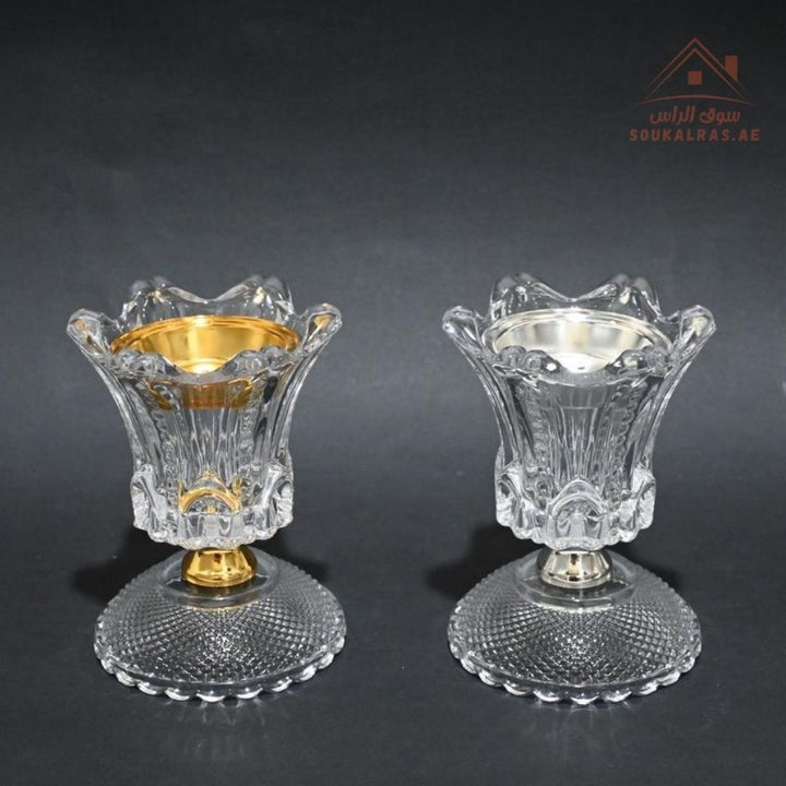 Crystal Bakhoor Burner | Gold & Silver | Luxury Acrylic Oud & Incense Holder | Elegant Arabic Home Décor - Souk Al Ras