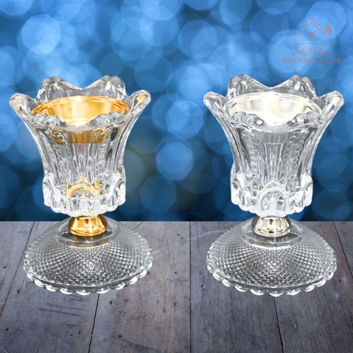 Crystal Bakhoor Burner | Gold & Silver | Luxury Acrylic Oud & Incense Holder | Elegant Arabic Home Décor - Souk Al Ras
