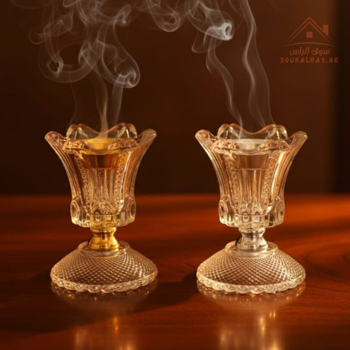 Crystal Bakhoor Burner | Gold & Silver | Luxury Acrylic Oud & Incense Holder | Elegant Arabic Home Décor - Souk Al Ras