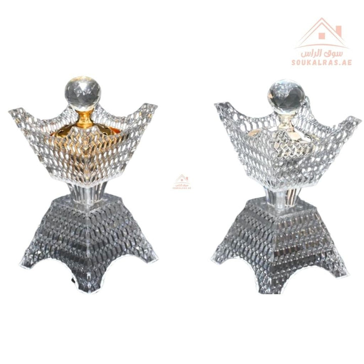 Crystal Bukhoor Burner | Elegant Diamond - Cut Design | Available in Gold & Silver | Ideal for Home, Majlis & Gifting - Souk Al Ras