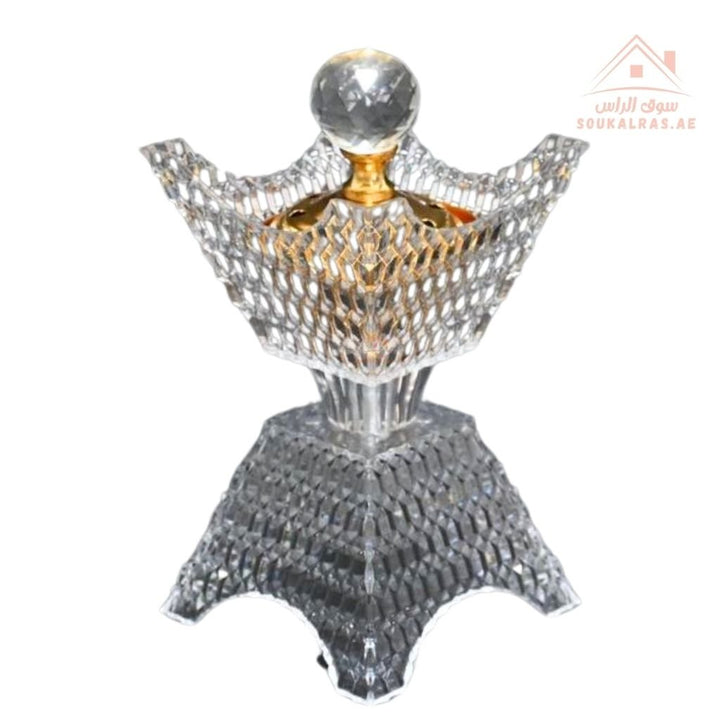 Crystal Bukhoor Burner | Elegant Diamond - Cut Design | Available in Gold & Silver | Ideal for Home, Majlis & Gifting - Souk Al Ras