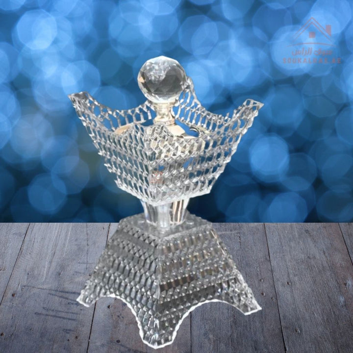 Crystal Bukhoor Burner | Elegant Diamond - Cut Design | Available in Gold & Silver | Ideal for Home, Majlis & Gifting - Souk Al Ras