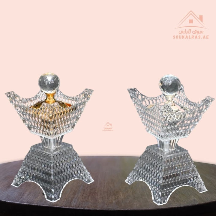 Crystal Bukhoor Burner | Elegant Diamond - Cut Design | Available in Gold & Silver | Ideal for Home, Majlis & Gifting - Souk Al Ras