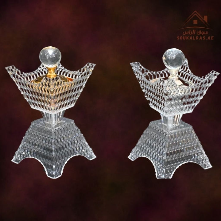 Crystal Bukhoor Burner | Elegant Diamond - Cut Design | Available in Gold & Silver | Ideal for Home, Majlis & Gifting - Souk Al Ras