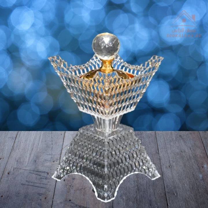 Crystal Bukhoor Burner | Elegant Diamond - Cut Design | Available in Gold & Silver | Ideal for Home, Majlis & Gifting - Souk Al Ras