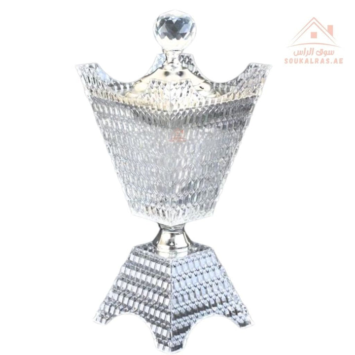 Crystal Bukhoor Burner | Elegant Diamond - Cut Tall Design | Available in Gold & Silver | Ideal for Home, Majlis & Gifting - Souk Al Ras