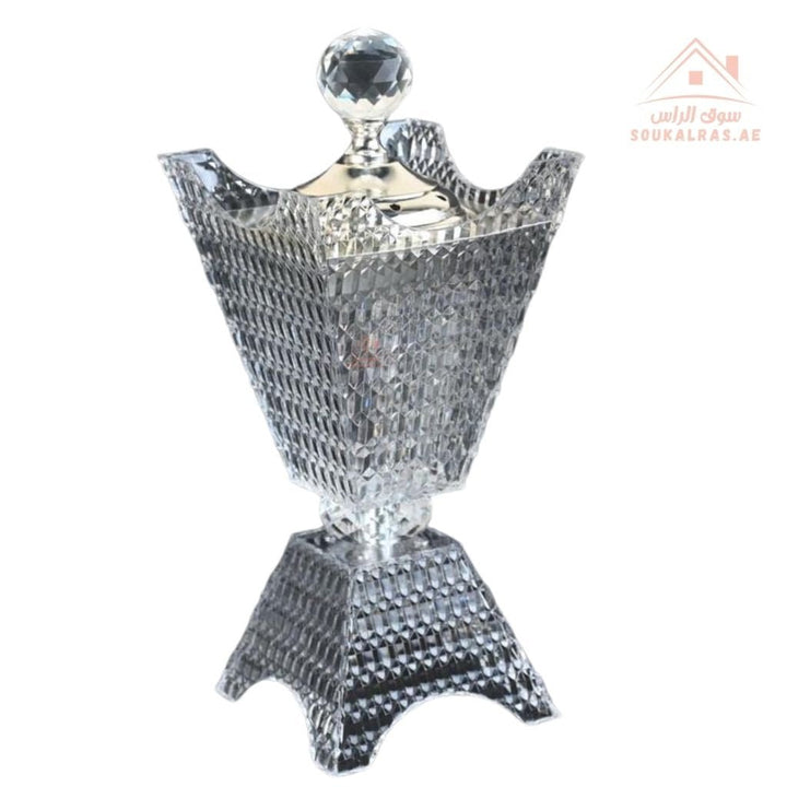 Crystal Bukhoor Burner | Elegant Diamond - Cut Tall Design | Available in Gold & Silver | Ideal for Home, Majlis & Gifting - Souk Al Ras