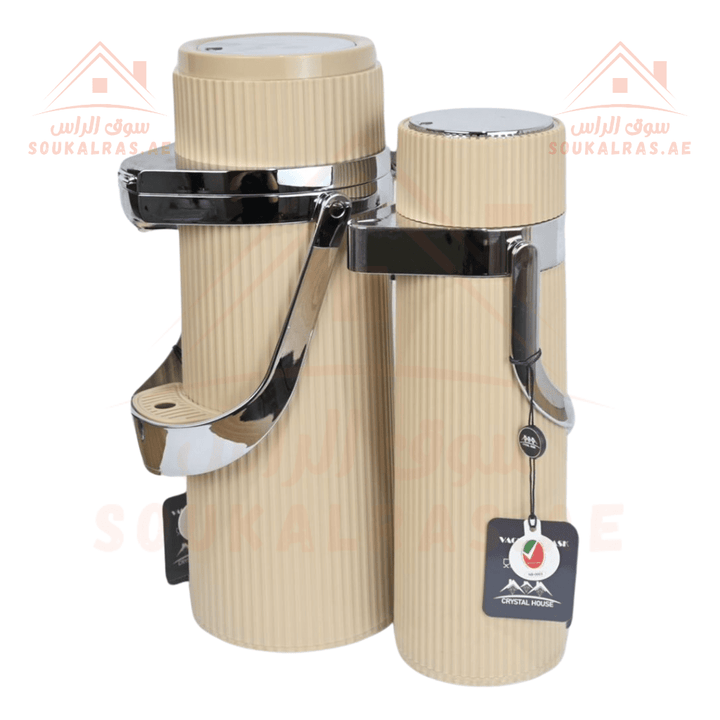 Crystal House Dallah Set | Premium 1.9L & 1.0L Vacuum Flasks | ESMA Certified | Perfect for keeping beverages warm or cold for hours - Souk Al Ras