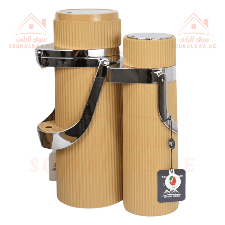 Crystal House Dallah Set | Premium 1.9L & 1.0L Vacuum Flasks | ESMA Certified | Perfect for keeping beverages warm or cold for hours - Souk Al Ras