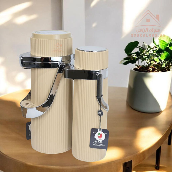 Crystal House Dallah Set | Premium 1.9L & 1.0L Vacuum Flasks | ESMA Certified | Perfect for keeping beverages warm or cold for hours - Souk Al Ras