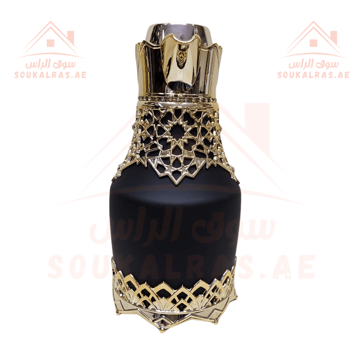 Dalaal Set of 2 | 1 Liter and 0.6 Liters | Black Crystal Embroidered | Pink Glass | Heat Preservation for 12 Hours, Cold for 24 Hours - Souk Al RasVaccum Flasks - Dallah