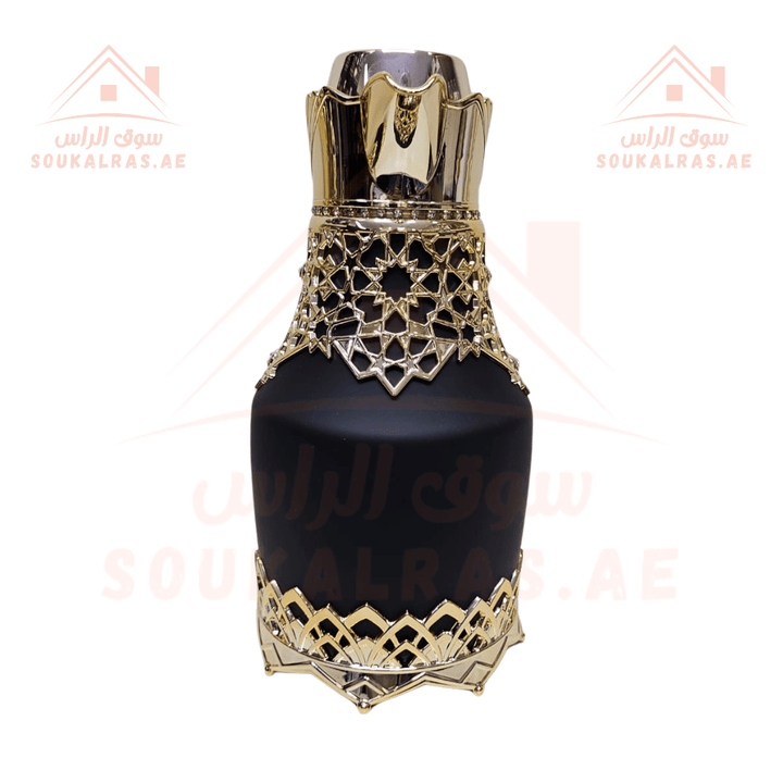 Dalaal Set of 2 | 1 Liter and 0.6 Liters | Black Crystal Embroidered | Pink Glass | Heat Preservation for 12 Hours, Cold for 24 Hours - Souk Al RasVaccum Flasks - Dallah