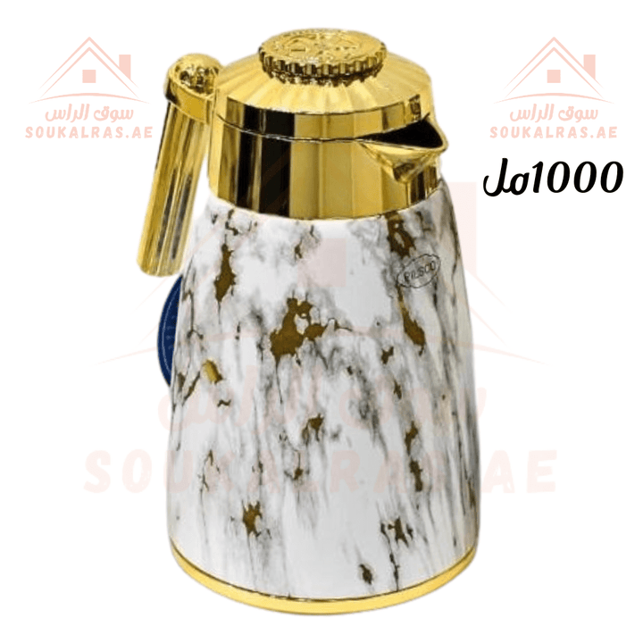 Dallah 1000 ML | Stainless Steel & Pink Glass | Elegant Arabic Coffee & Tea Server | Keeps Heat for 12 Hours - Souk Al Ras