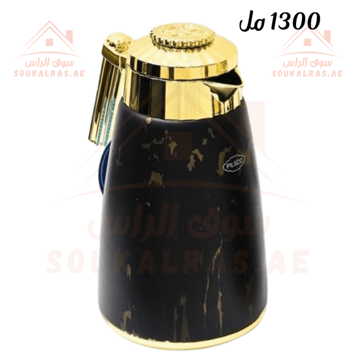 Dallah 1300 ML | Stainless Steel & Pink Glass | Elegant Arabic Coffee & Tea Server | Keeps Heat for 12 Hours - Souk Al Ras