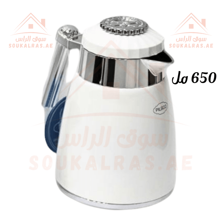 Dallah 650 ML | Stainless Steel & Pink Glass | Elegant Arabic Coffee & Tea Server | Keeps Heat for 12 Hours - Souk Al Ras