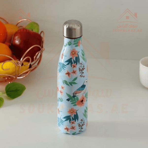 Delcasa 500ML SS Vacuum Bottle | Stylish Insulated Water Bottle for Hot & Cold Drinks | Floral & Bird Design - Souk Al Ras