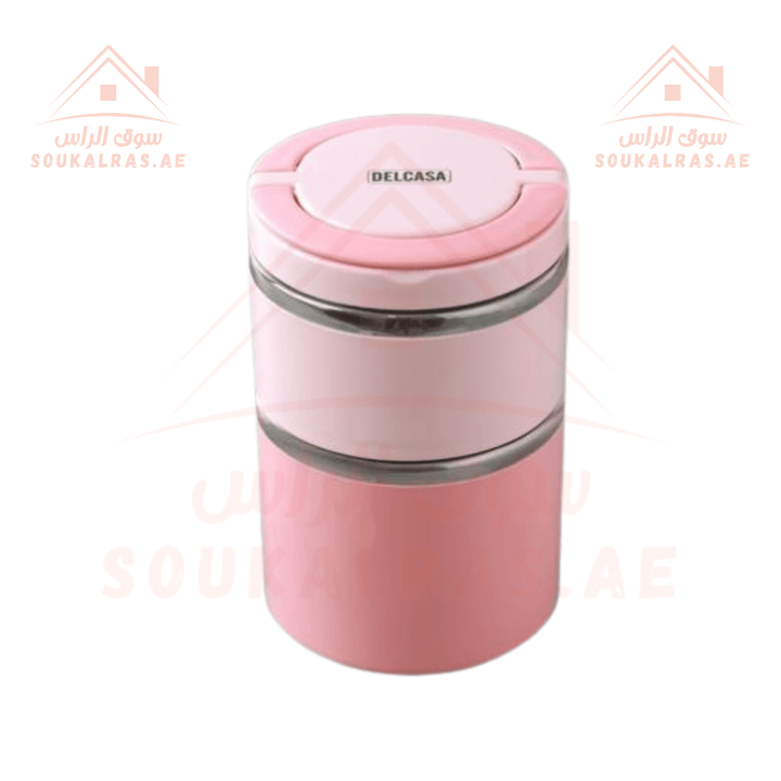 Delcasa 930ML Two Layer Round Lunch Box - Stylish & Portable Food Storage - Souk Al Ras