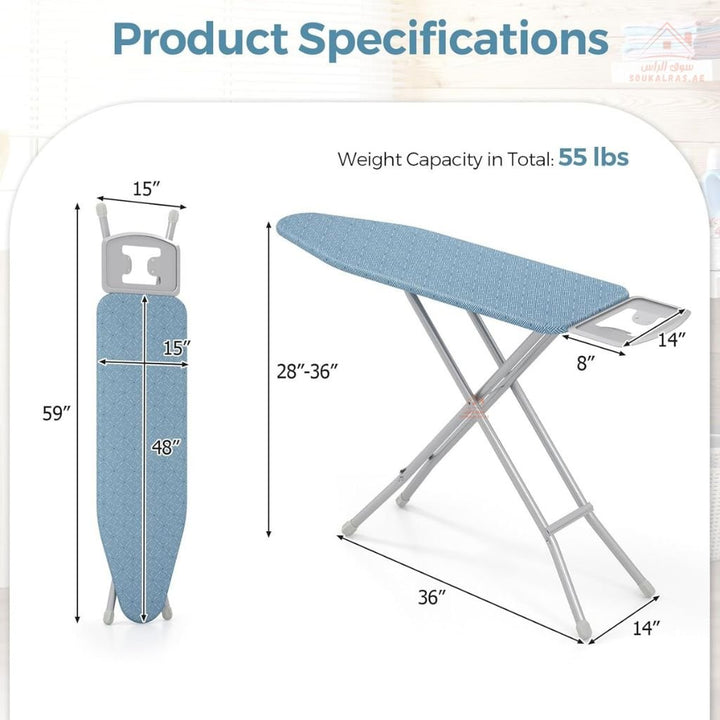 Delcasa Ironing Board with Metal Frame 113x34CM | Adjustable Height 90CM | Made in Turkey - Souk Al Ras