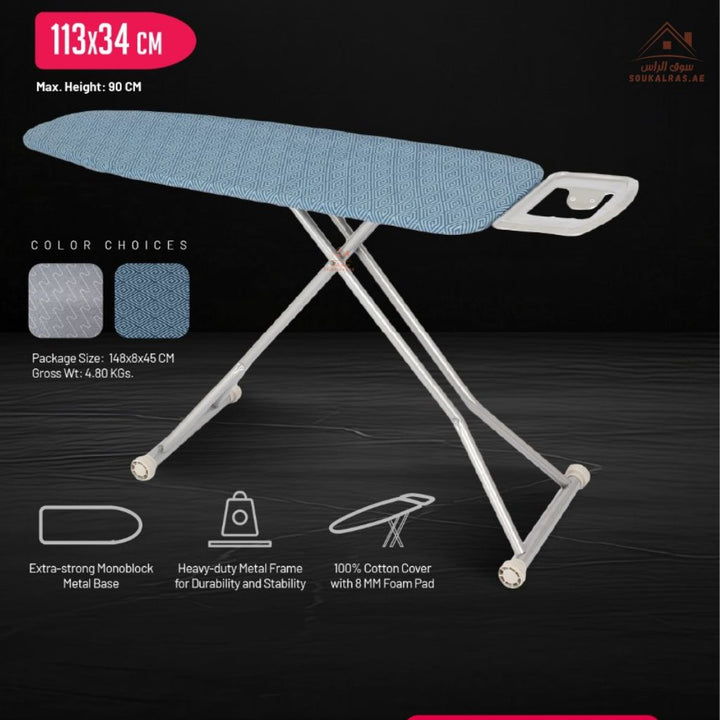 Delcasa Ironing Board with Metal Frame 113x34CM | Adjustable Height 90CM | Made in Turkey - Souk Al Ras
