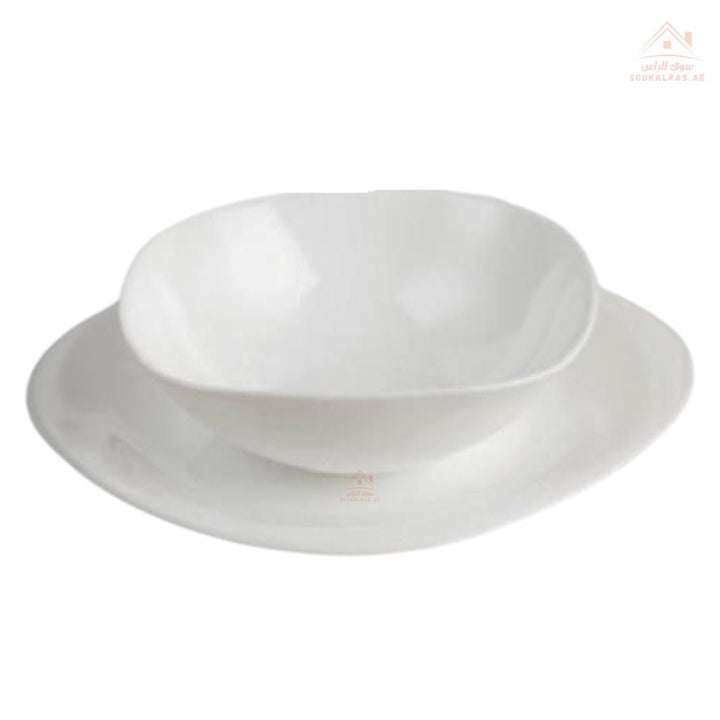 DELCASA Opal Ware Dinner Set - Plates and Bowls 12 Pcs |Durable, stylish, and practical - Souk Al Ras