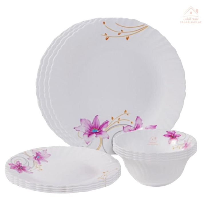 Delcasa Opalware Dinner Set - 12 Pieces Elegant and Durable | Eye - catching design and a luxurious touch to your table - Souk Al Ras