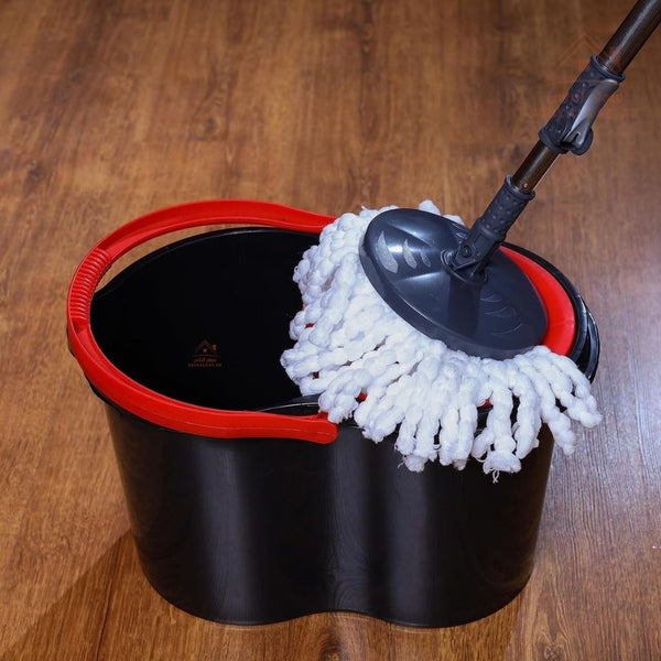 DELCASA Spin Mop & Bucket Set | 360° Rotating Mop | Stainless Steel Pole | Easy Floor Cleaning System - Souk Al Ras