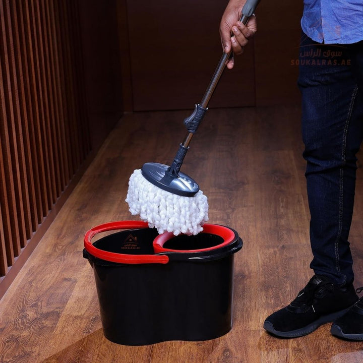 DELCASA Spin Mop & Bucket Set | 360° Rotating Mop | Stainless Steel Pole | Easy Floor Cleaning System - Souk Al Ras