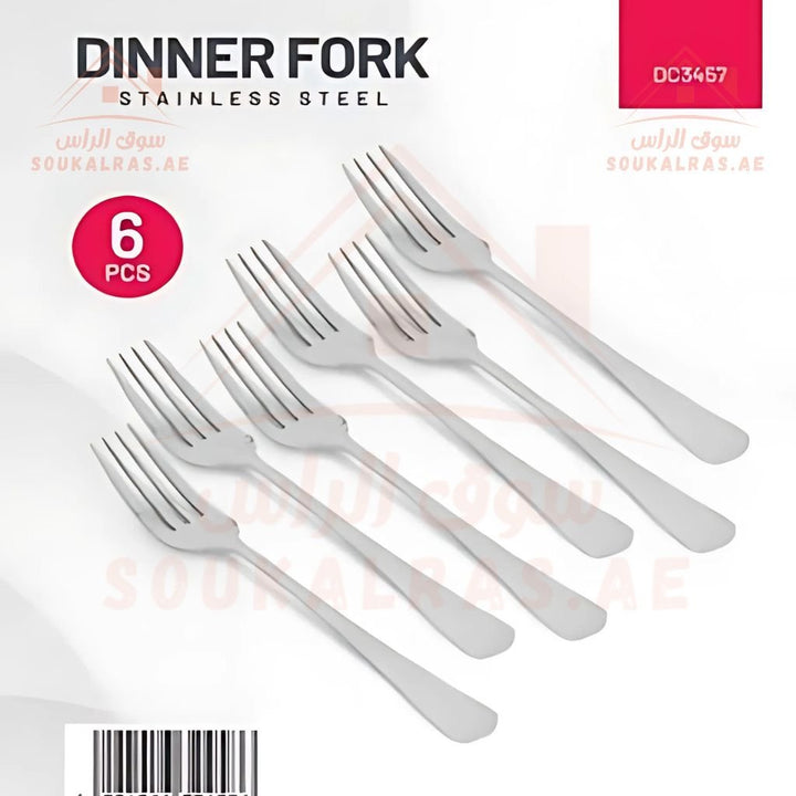 Delcasa Stainless Steel Dinner Fork Set - 6 Pcs Rust Stain Resistant | Dishwasher Safe & Durable - Souk Al Ras