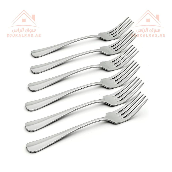 Delcasa Stainless Steel Dinner Fork Set - 6 Pcs Rust Stain Resistant | Dishwasher Safe & Durable - Souk Al Ras