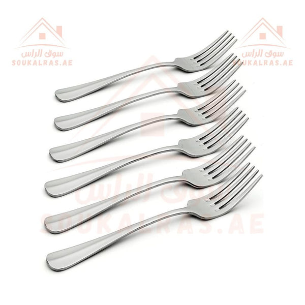 Delcasa Stainless Steel Dinner Fork Set - 6 Pcs Rust Stain Resistant | Dishwasher Safe & Durable - Souk Al Ras